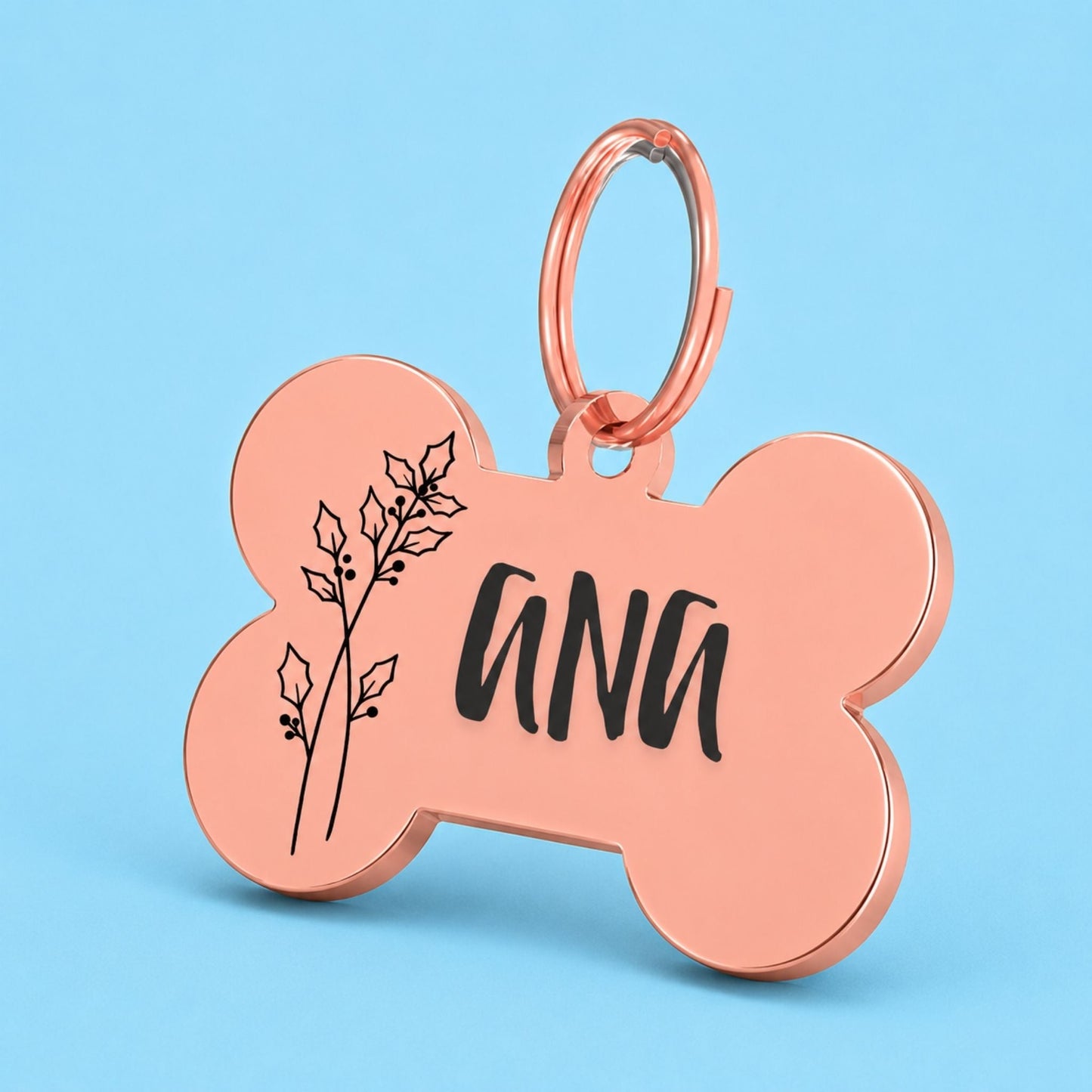 Birth Flower Dog Tag - Holly Berry Birth Flower Dog Tag, December