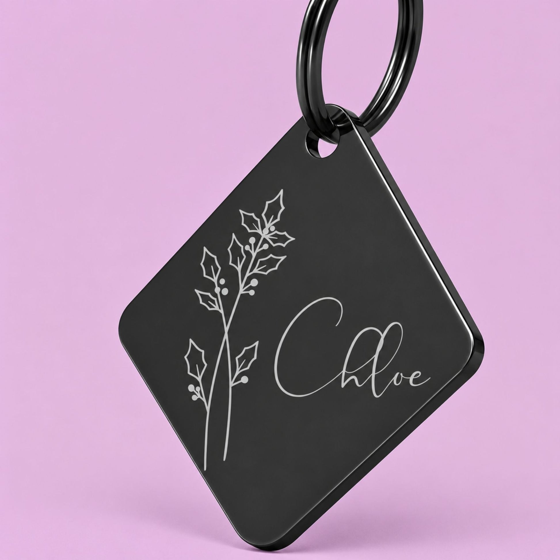 Birth Flower Dog Tag - Holly Berry Birth Flower Dog Tag, December