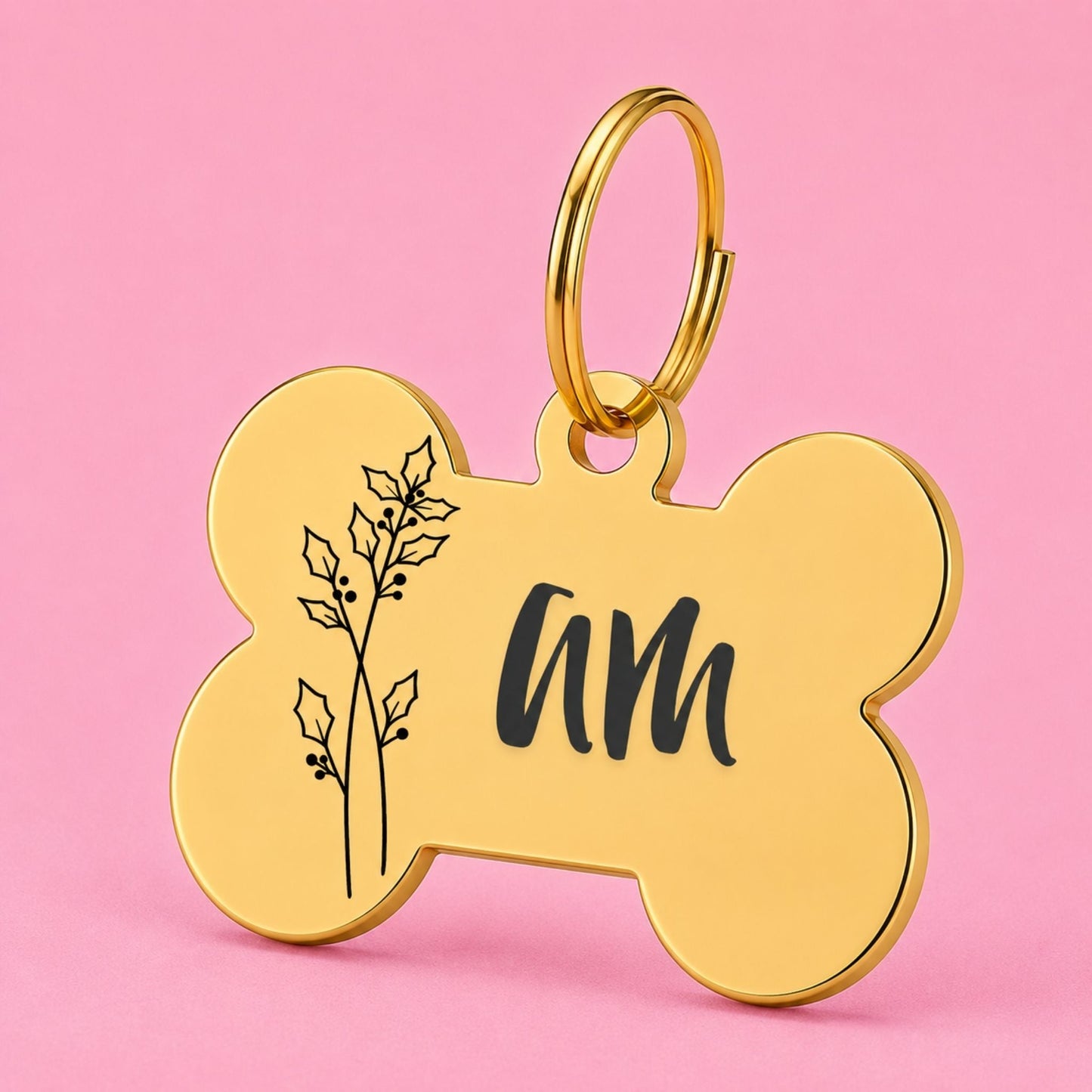 Birth Flower Dog Tag - Holly Berry Birth Flower Dog Tag, December