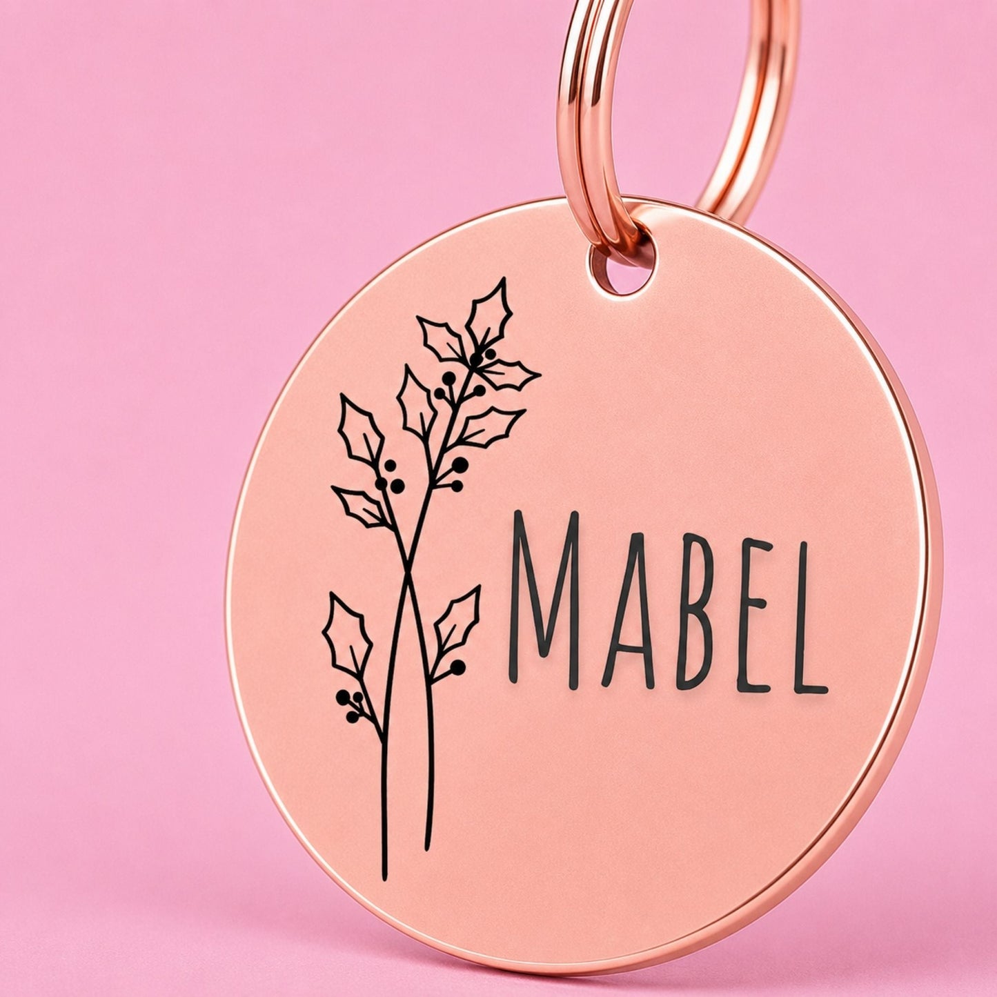 Birth Flower Dog Tag - Holly Berry Birth Flower Dog Tag, December