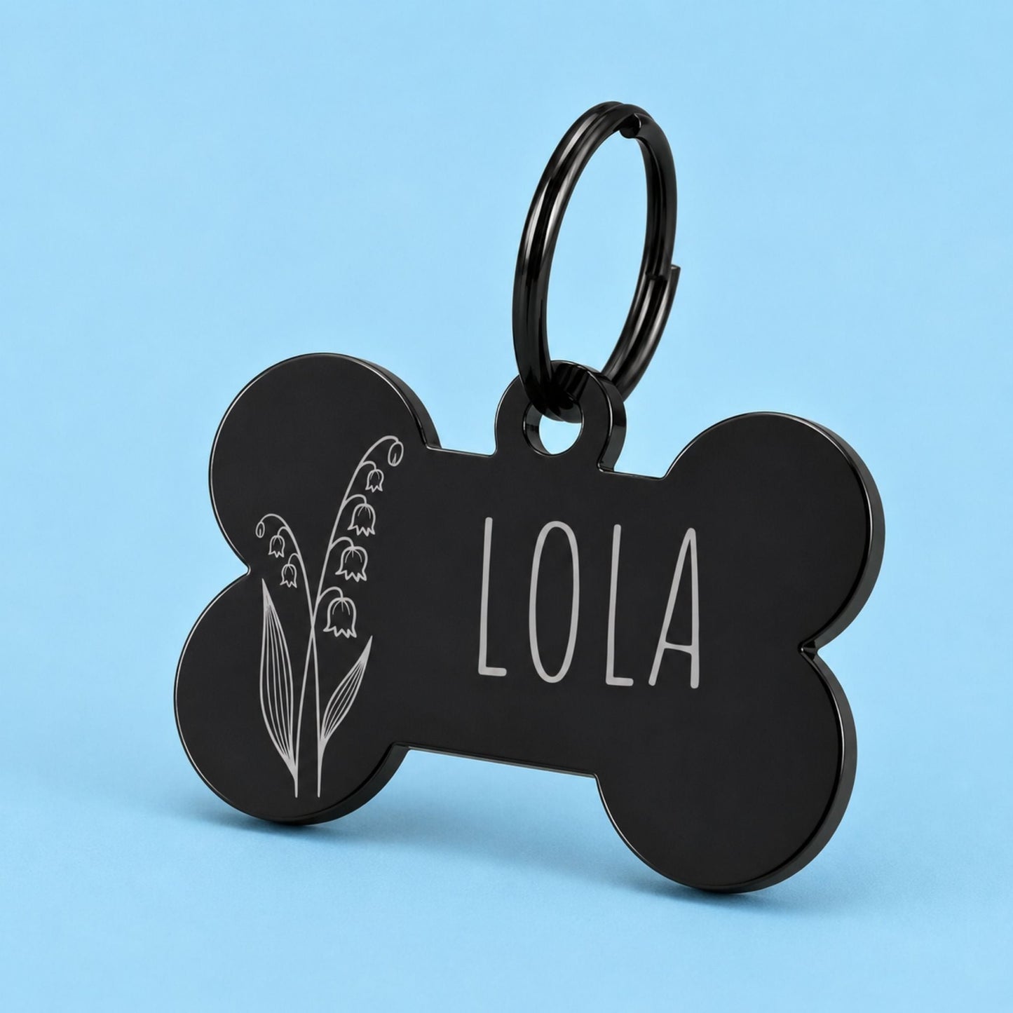 Birth Flower Dog Tag - Lily of the Valley Birth Flower Dog Tag, May