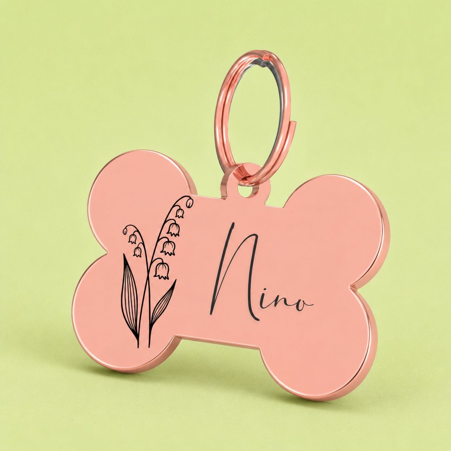 Birth Flower Dog Tag - Lily of the Valley Birth Flower Dog Tag, May