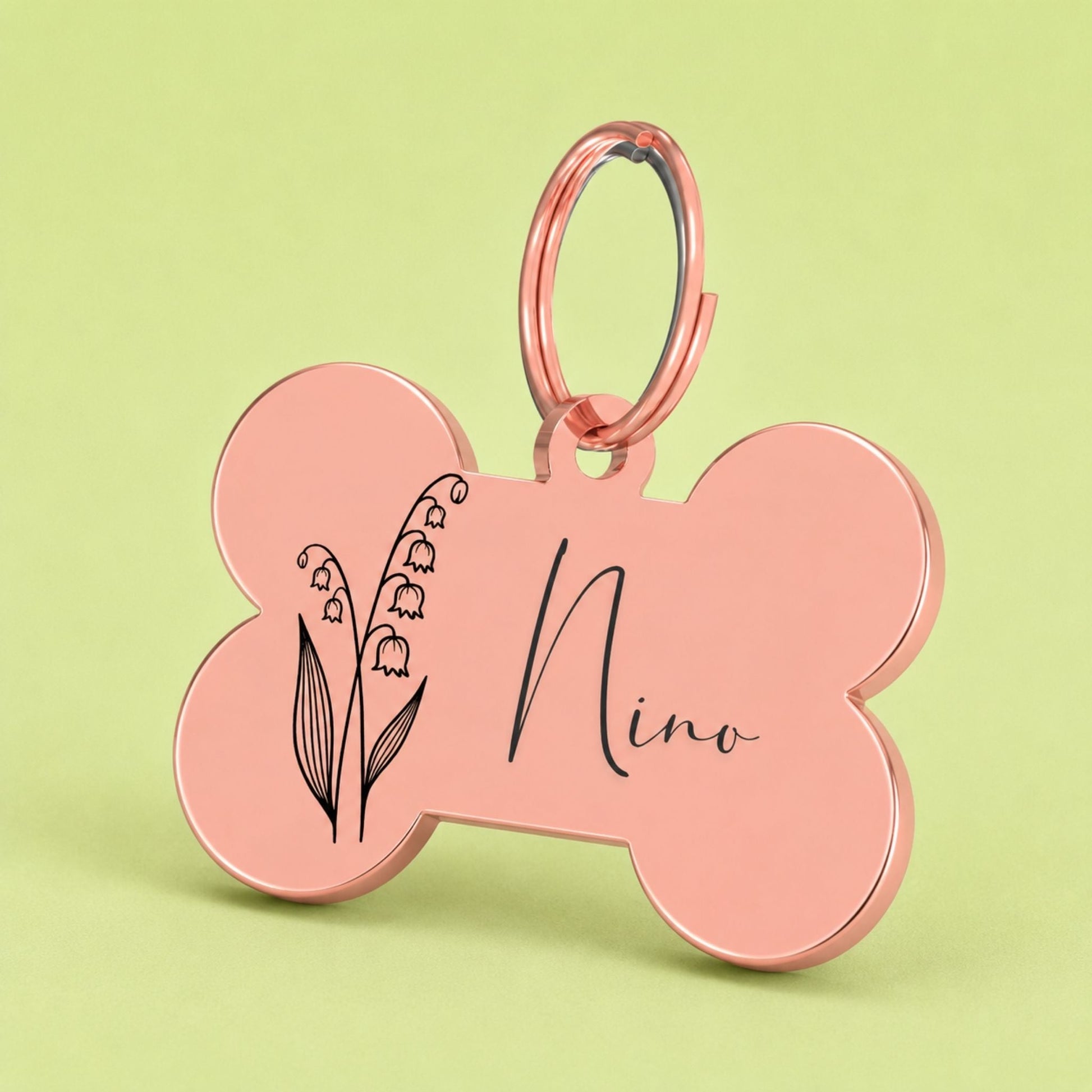 Birth Flower Dog Tag - Lily of the Valley Birth Flower Dog Tag, May