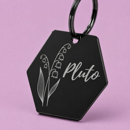 Birth Flower Dog Tag - Lily of the Valley Birth Flower Dog Tag, May