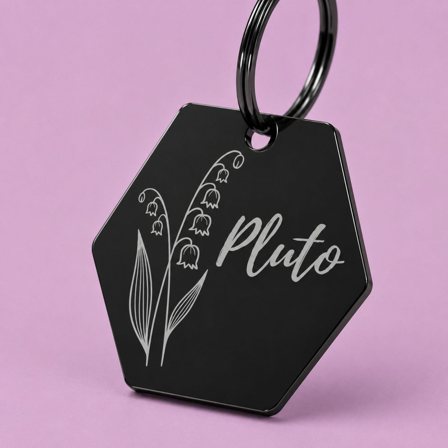 Birth Flower Dog Tag - Lily of the Valley Birth Flower Dog Tag, May