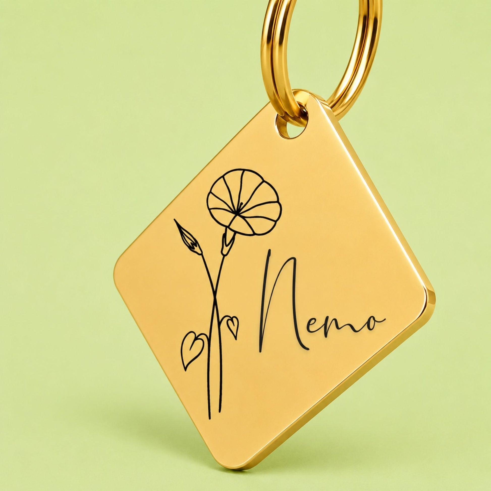 Birth Flower Dog Tag - Morning Glory Birth Flower Dog Tag, September
