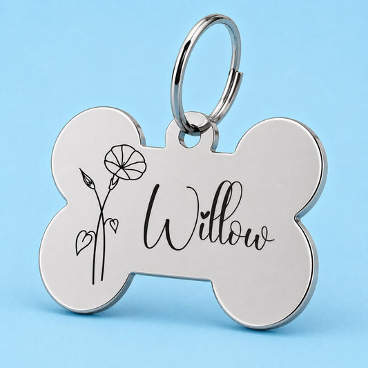 Birth Flower Dog Tag - Morning Glory Birth Flower Dog Tag, September