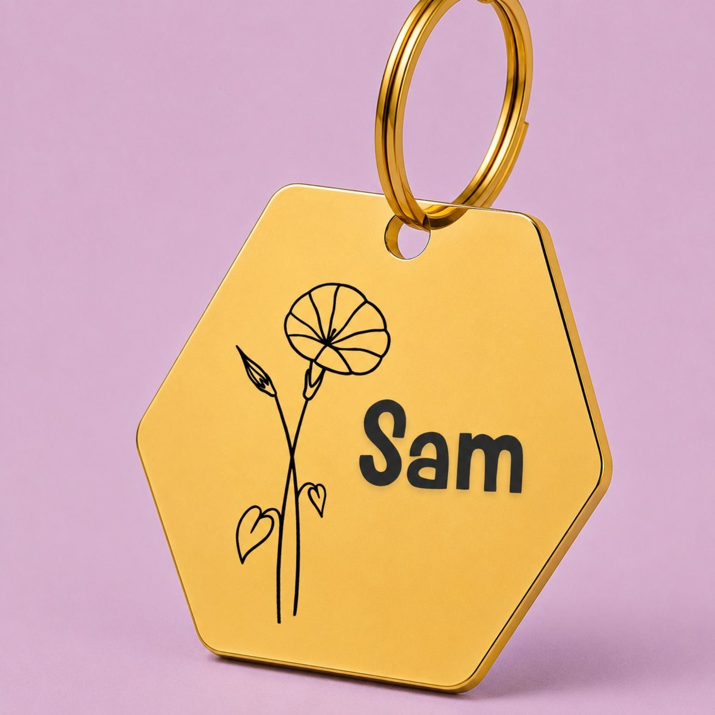 Birth Flower Dog Tag - Morning Glory Birth Flower Dog Tag, September