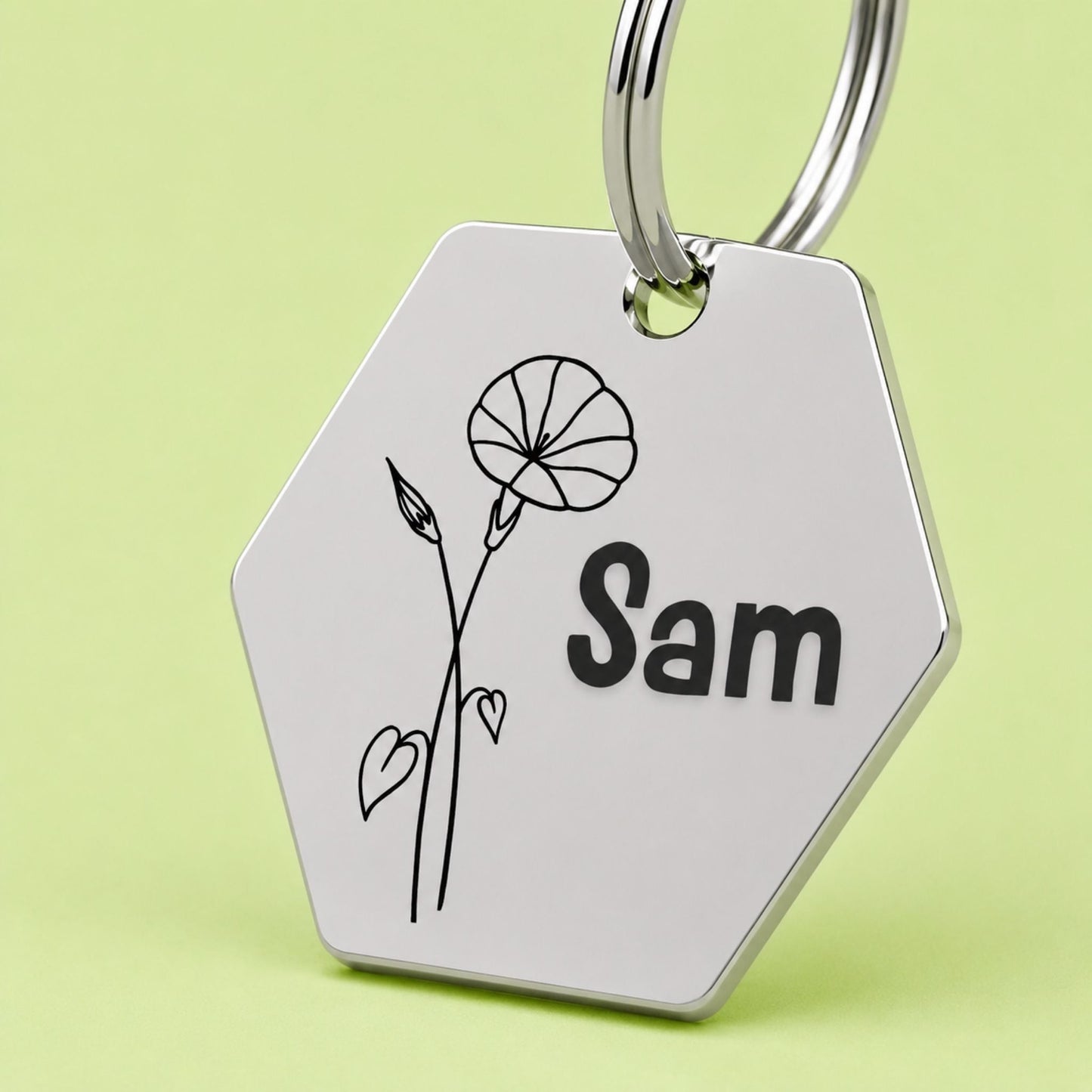 Birth Flower Dog Tag - Morning Glory Birth Flower Dog Tag, September