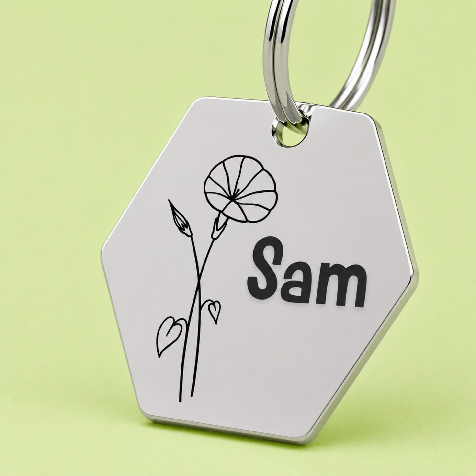 Birth Flower Dog Tag - Morning Glory Birth Flower Dog Tag, September