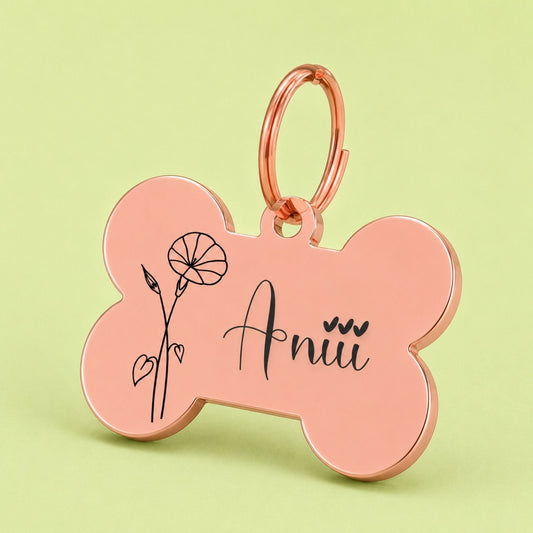 Birth Flower Dog Tag - Morning Glory Birth Flower Dog Tag, September