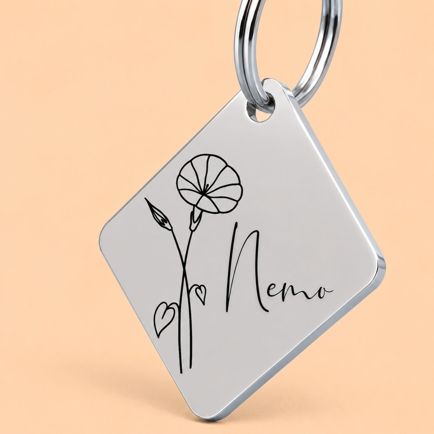 Birth Flower Dog Tag - Morning Glory Birth Flower Dog Tag, September