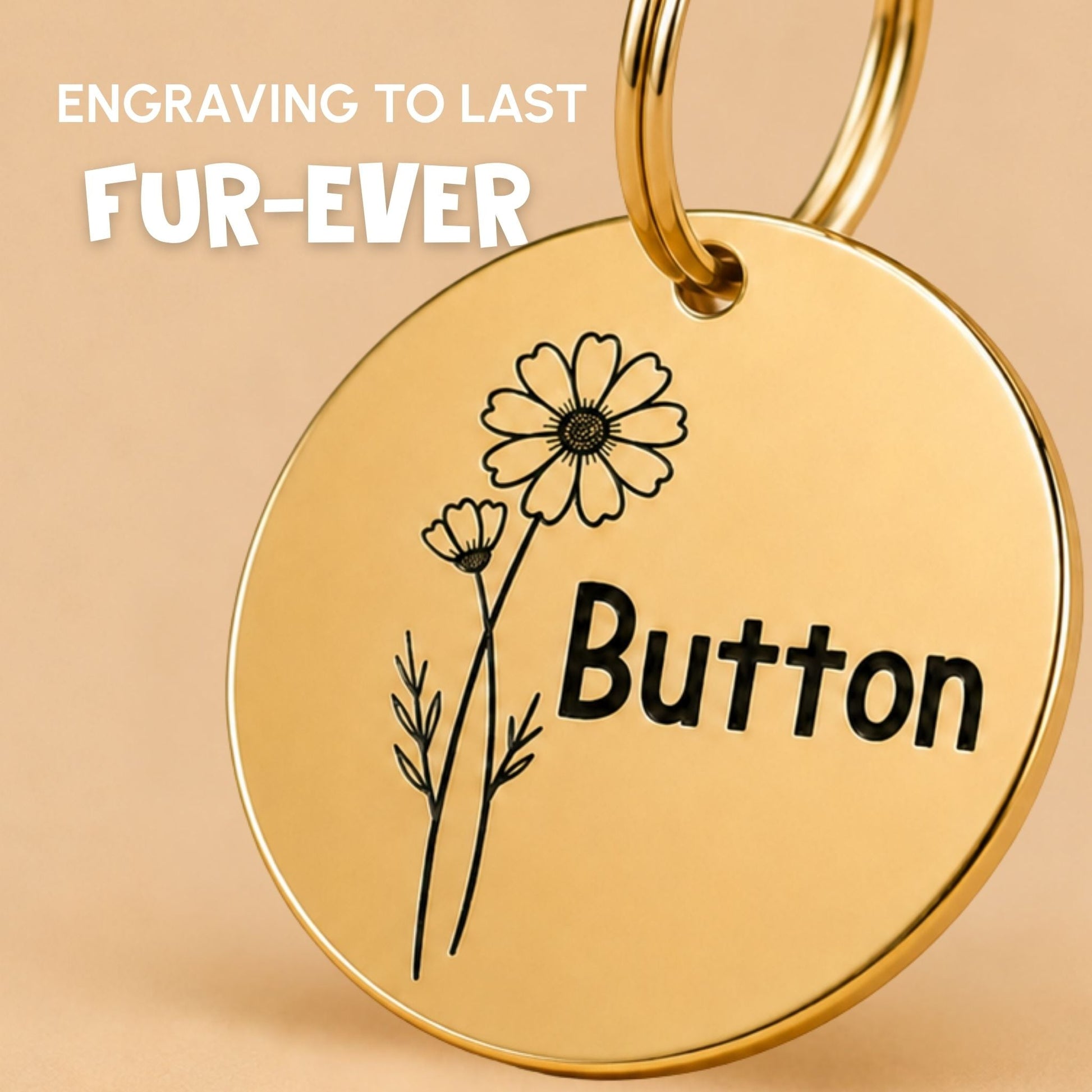 Birth Flower Dog Tag - Poppy Birth Flower Dog Tag, August