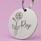 Birth Flower Dog Tag - Rose Birth Flower Dog Tag, June