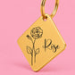 Birth Flower Dog Tag - Rose Birth Flower Dog Tag, June