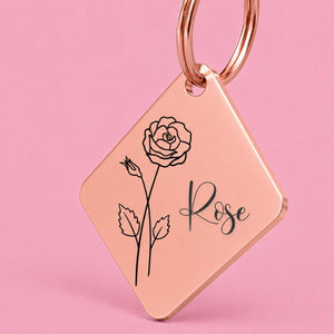 Rose birth flower dog tag for June pets
