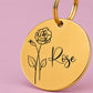 Birth Flower Dog Tag - Rose Birth Flower Dog Tag, June