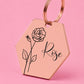Birth Flower Dog Tag - Rose Birth Flower Dog Tag, June