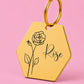 Birth Flower Dog Tag - Rose Birth Flower Dog Tag, June