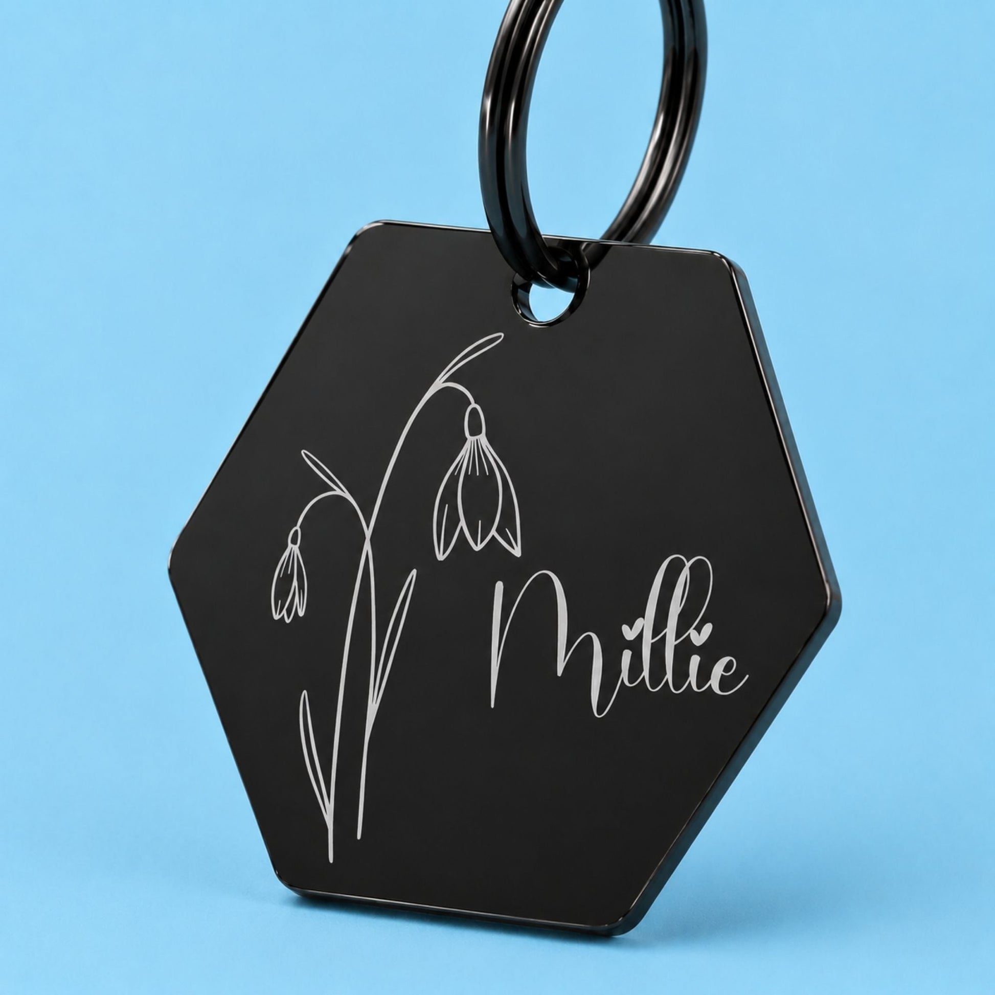 Birth Flower Dog Tag - Snowdrop Birth Flower Dog Tag, January