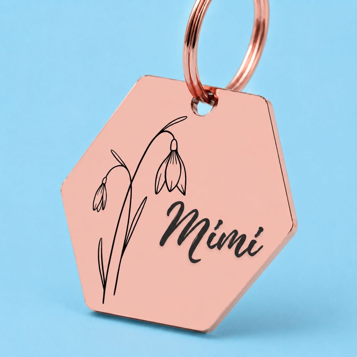 Birth Flower Dog Tag - Snowdrop Birth Flower Dog Tag, January