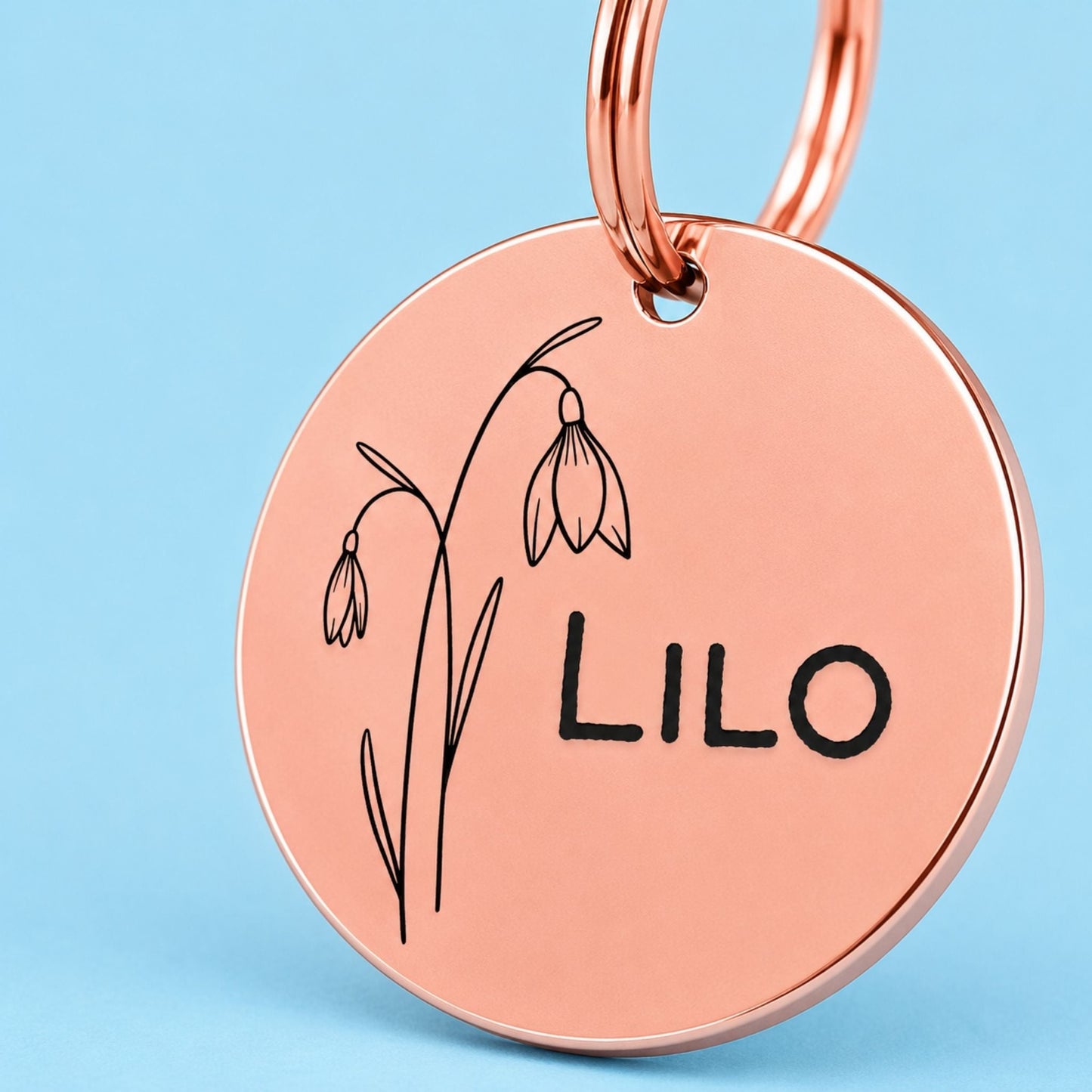 Birth Flower Dog Tag - Snowdrop Birth Flower Dog Tag, January