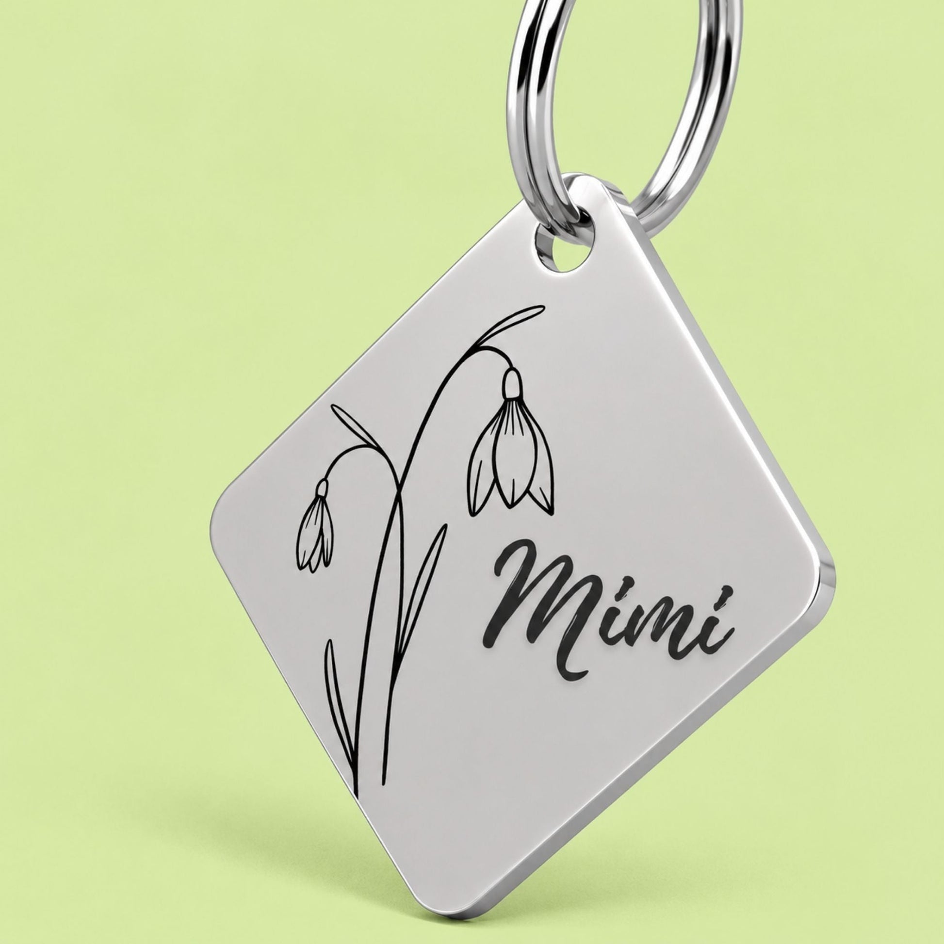 Birth Flower Dog Tag - Snowdrop Birth Flower Dog Tag, January