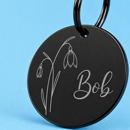 Birth Flower Dog Tag - Snowdrop Birth Flower Dog Tag, January