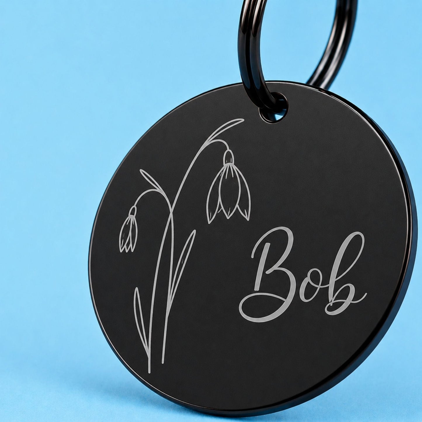 Birth Flower Dog Tag - Snowdrop Birth Flower Dog Tag, January