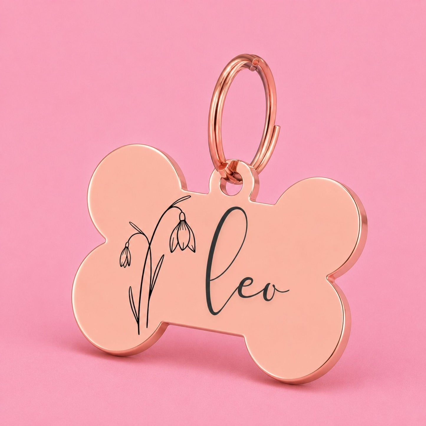 Birth Flower Dog Tag - Snowdrop Birth Flower Dog Tag, January