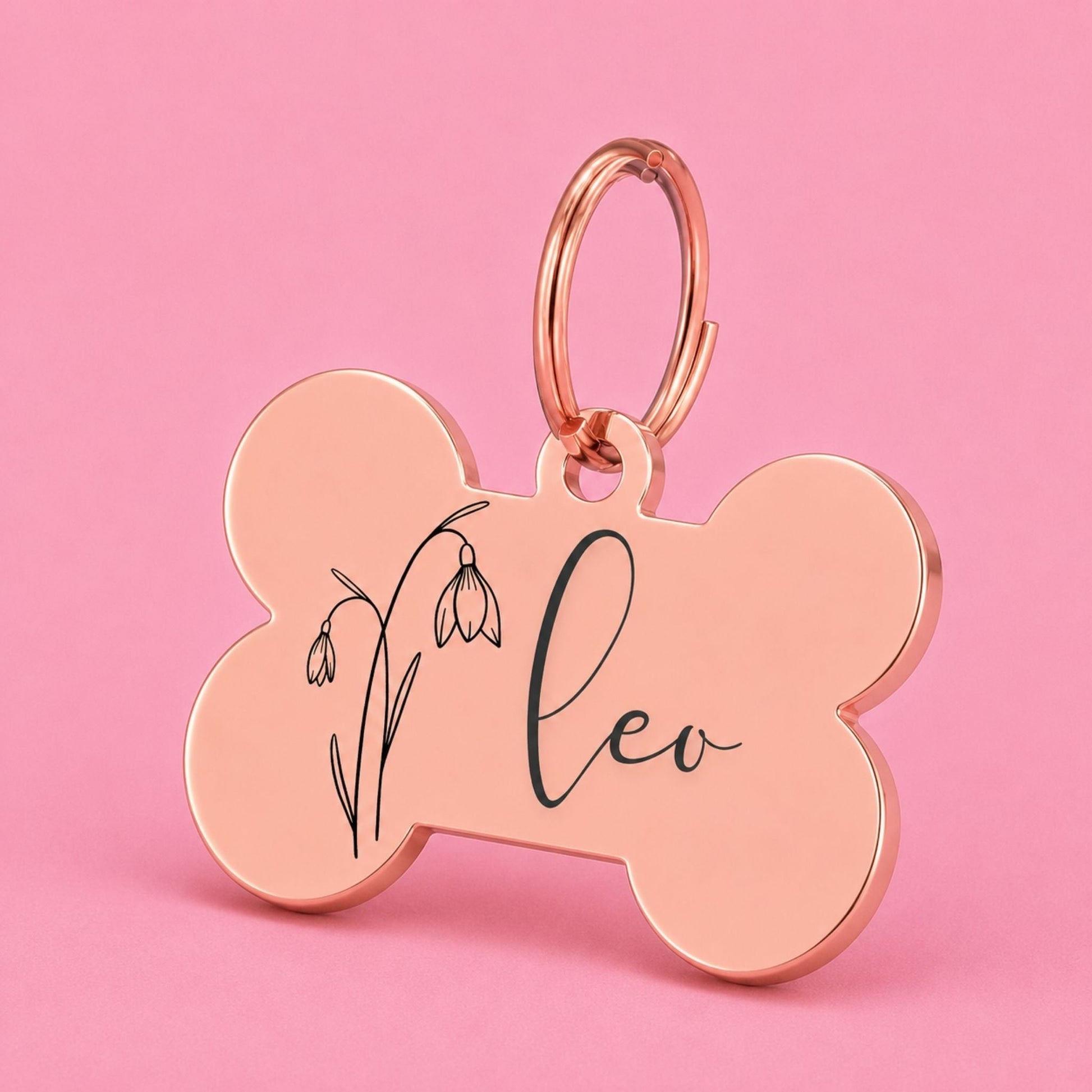 Birth Flower Dog Tag - Snowdrop Birth Flower Dog Tag, January