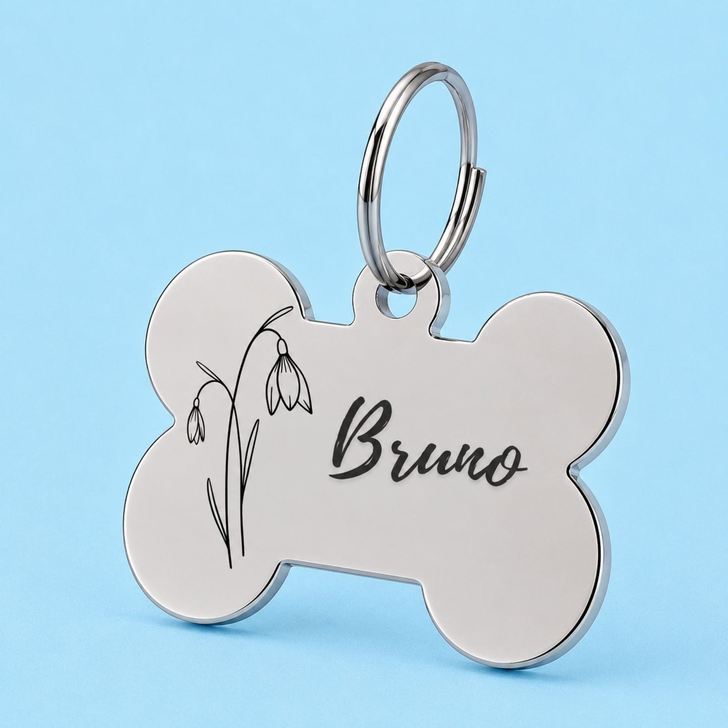 Birth Flower Dog Tag - Snowdrop Birth Flower Dog Tag, January