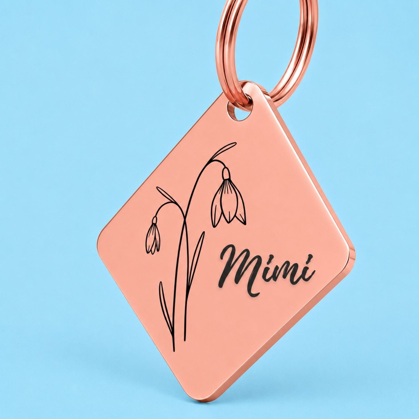 Birth Flower Dog Tag - Snowdrop Birth Flower Dog Tag, January