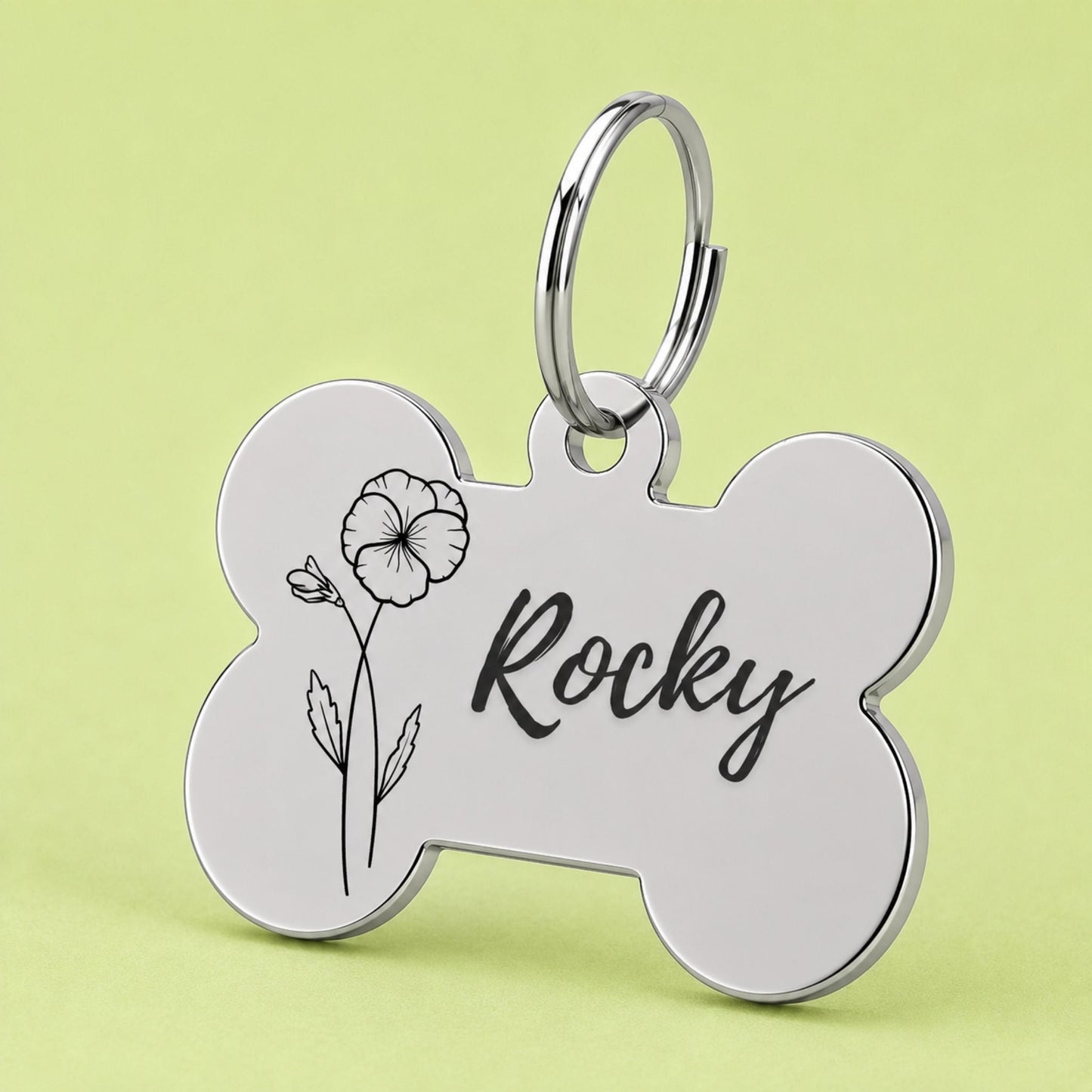 Birth Flower Dog Tag - Violet Birth Flower Dog Tag, February