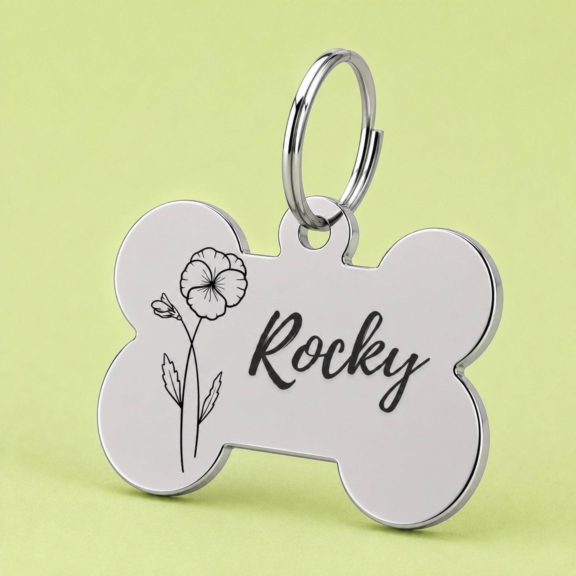 Birth Flower Dog Tag - Violet Birth Flower Dog Tag, February