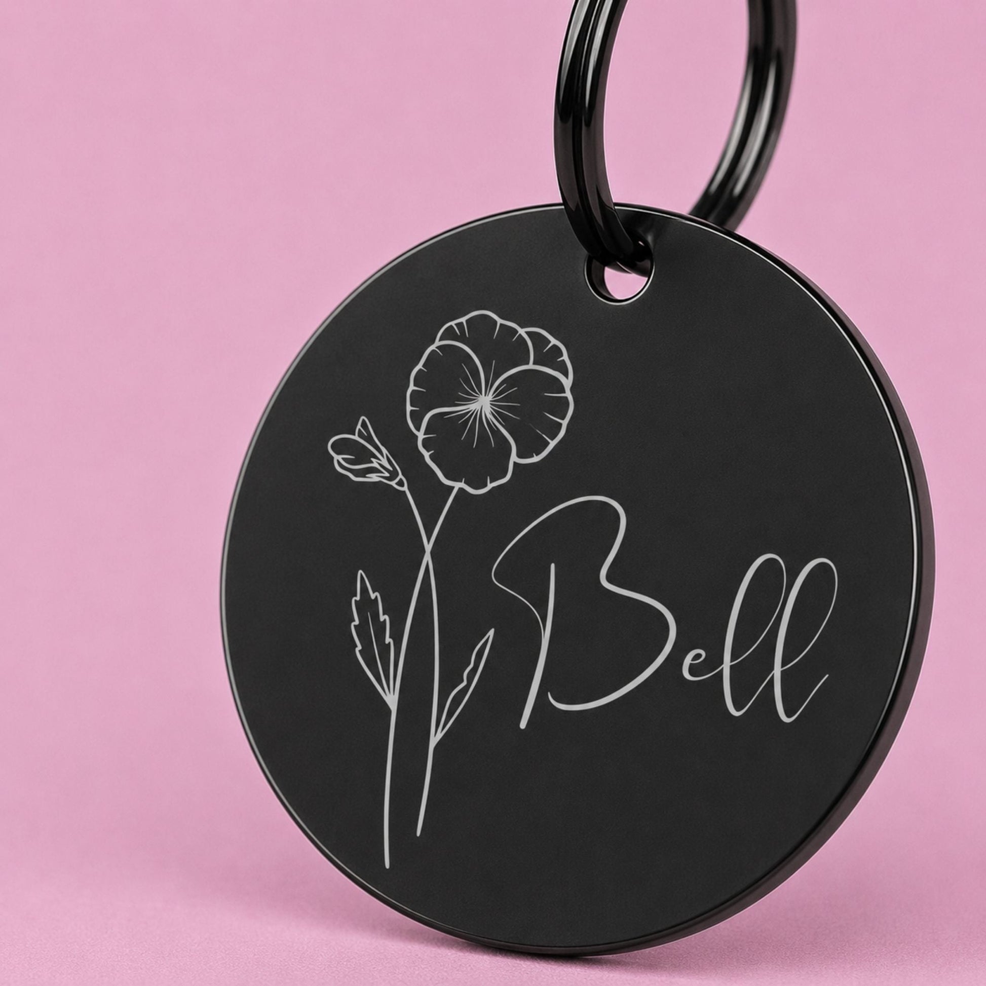 Birth Flower Dog Tag - Violet Birth Flower Dog Tag, February