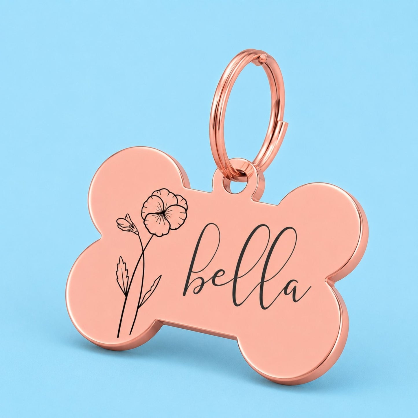 Birth Flower Dog Tag - Violet Birth Flower Dog Tag, February