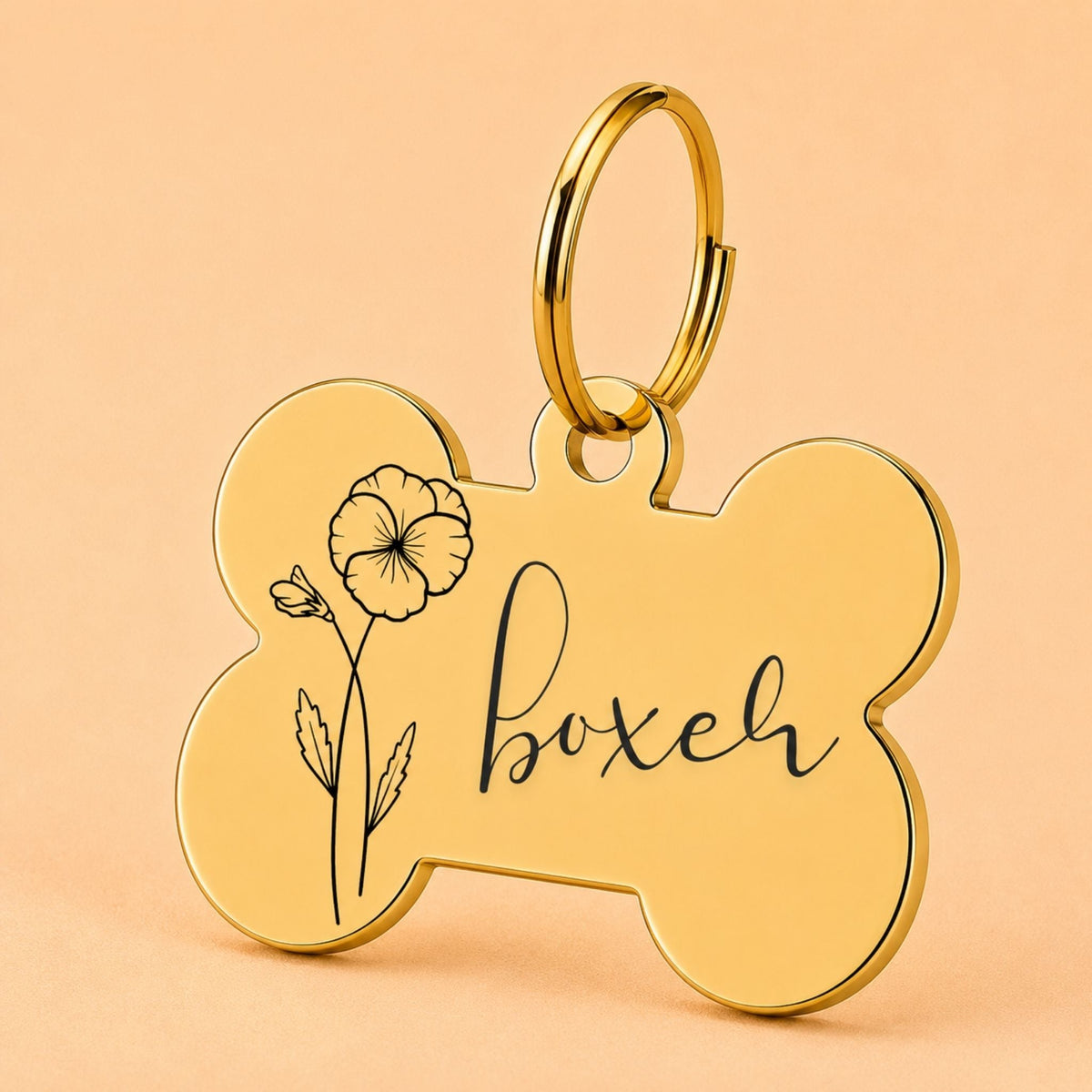 Birth Flower Dog Tag - Violet Birth Flower Dog Tag, February