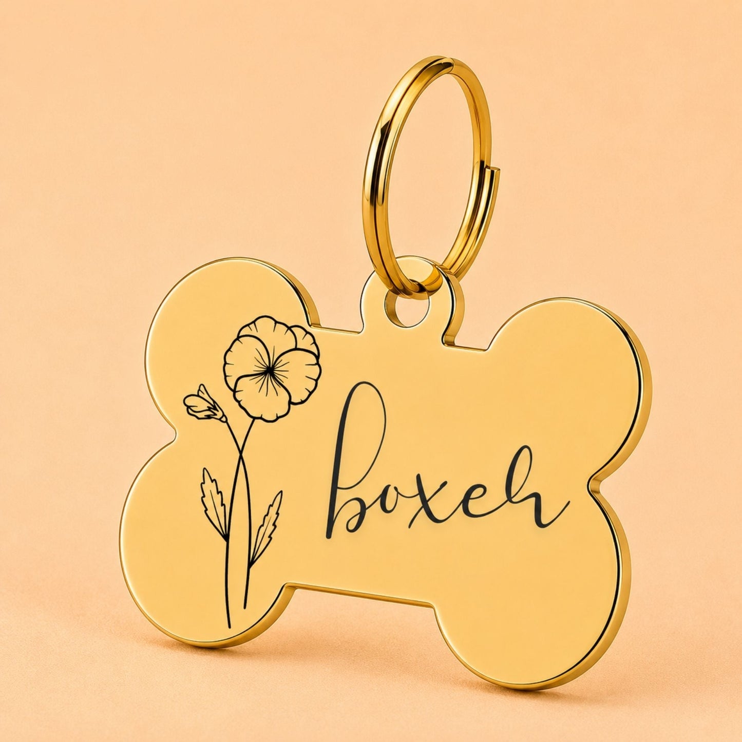 Birth Flower Dog Tag - Violet Birth Flower Dog Tag, February