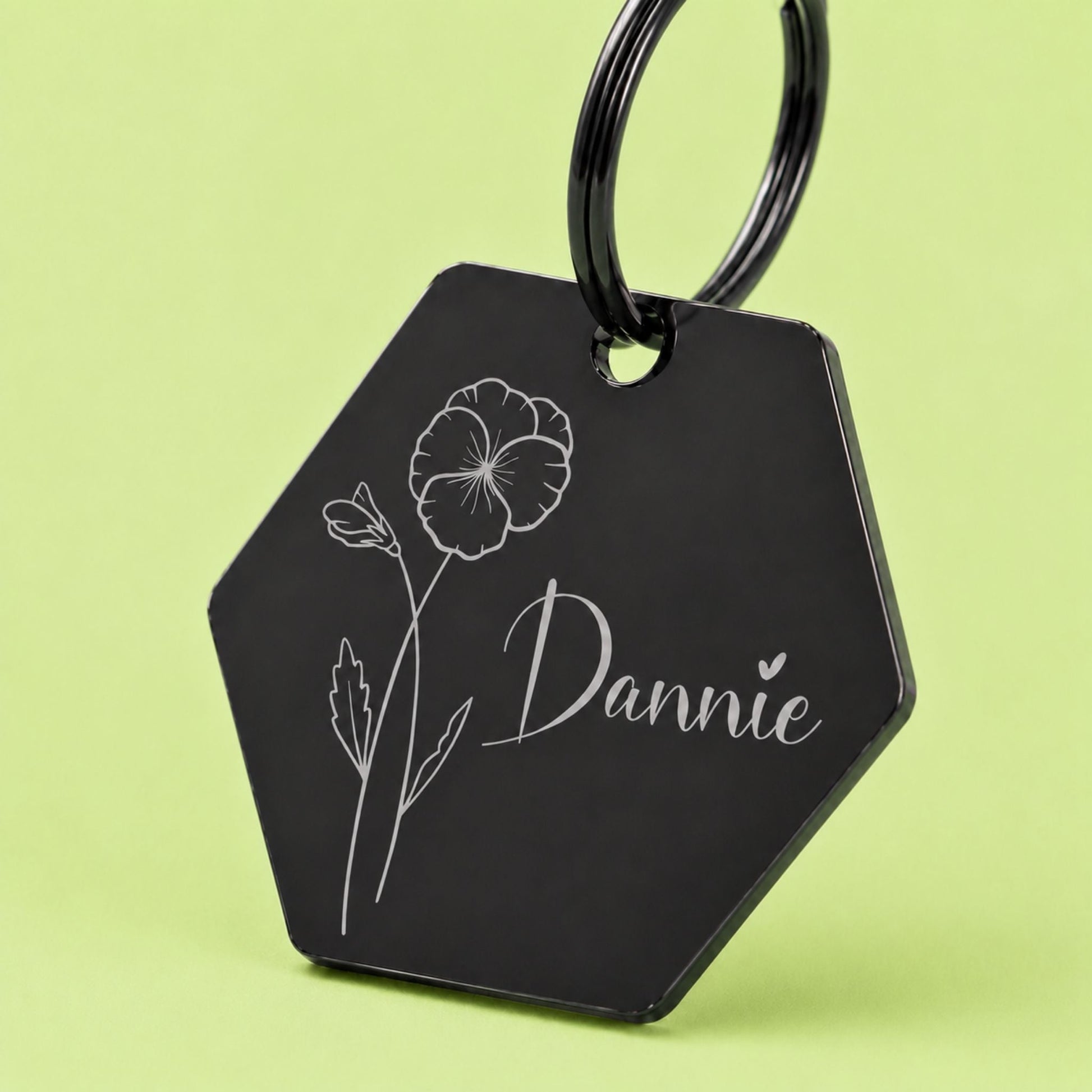 Birth Flower Dog Tag - Violet Birth Flower Dog Tag, February
