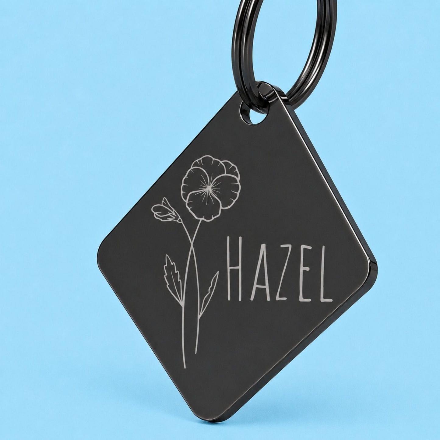 Birth Flower Dog Tag - Violet Birth Flower Dog Tag, February