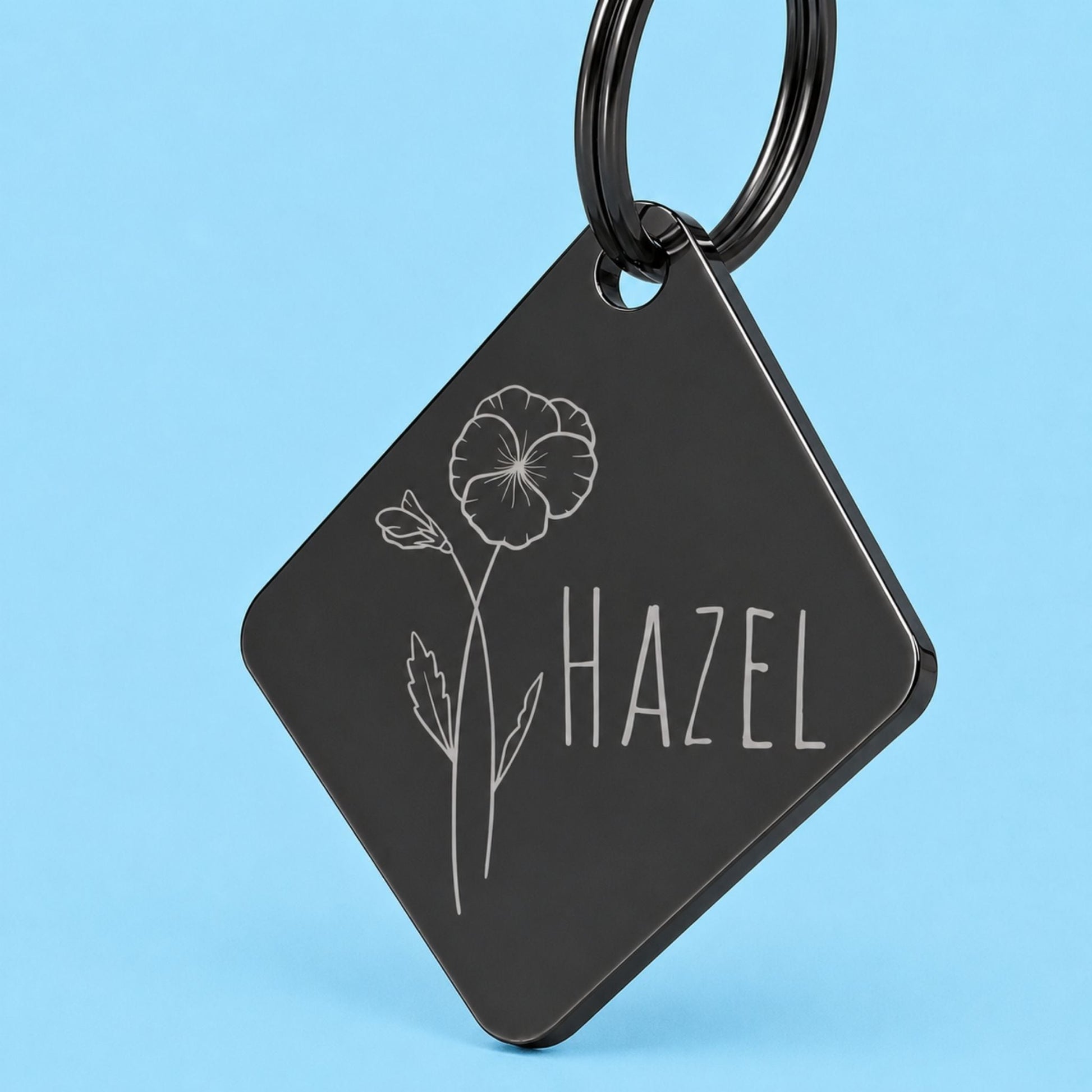 Birth Flower Dog Tag - Violet Birth Flower Dog Tag, February