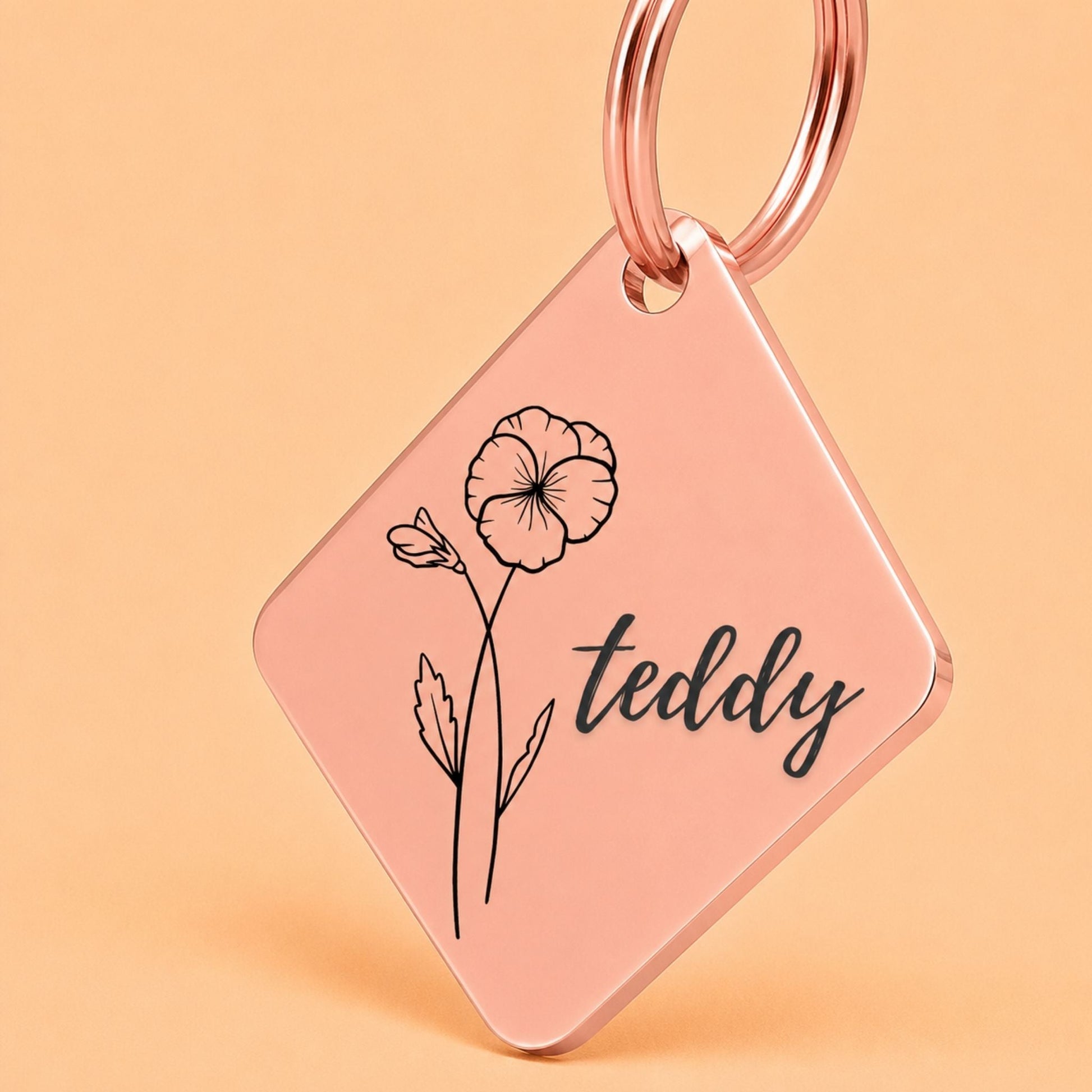 Birth Flower Dog Tag - Violet Birth Flower Dog Tag, February