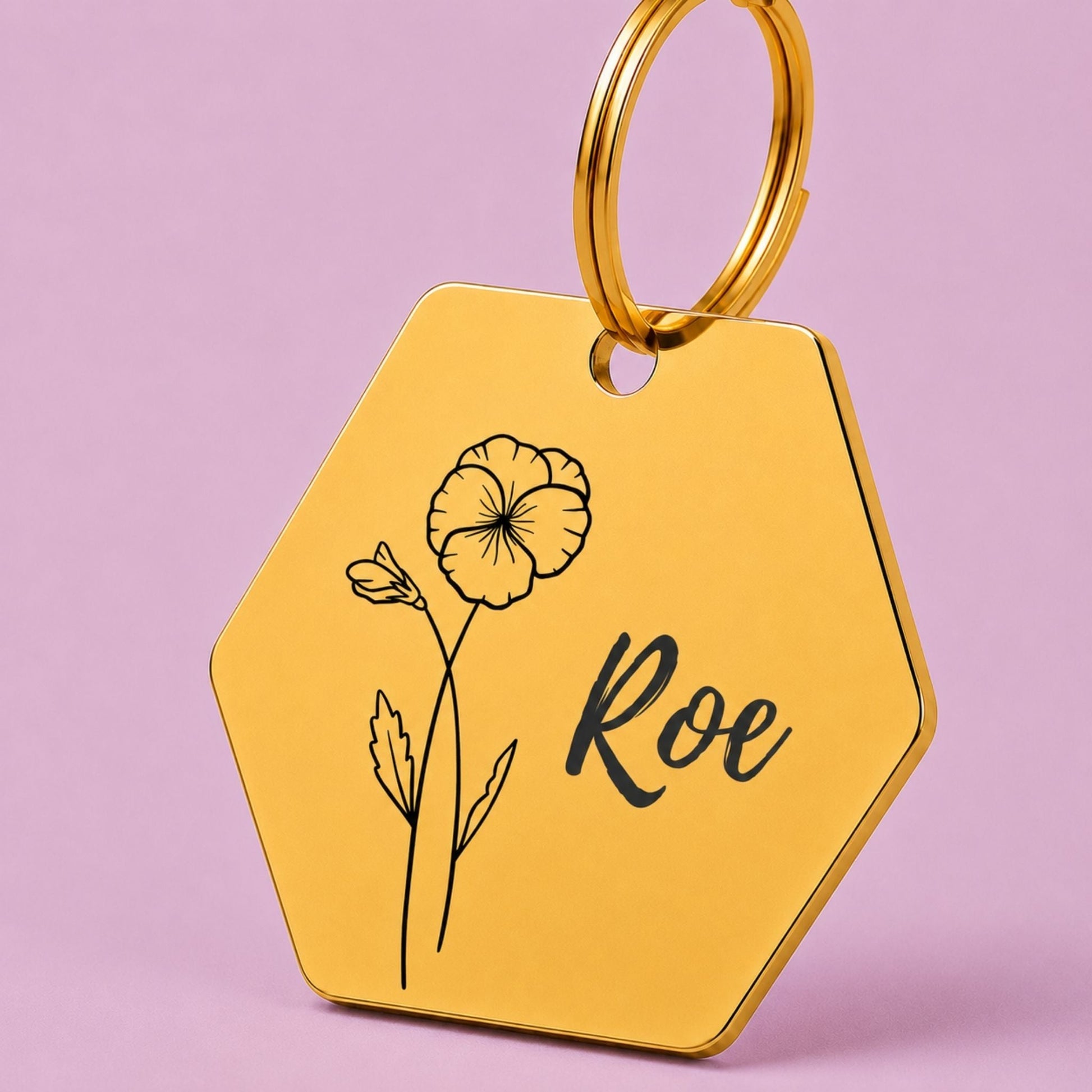 Birth Flower Dog Tag - Violet Birth Flower Dog Tag, February