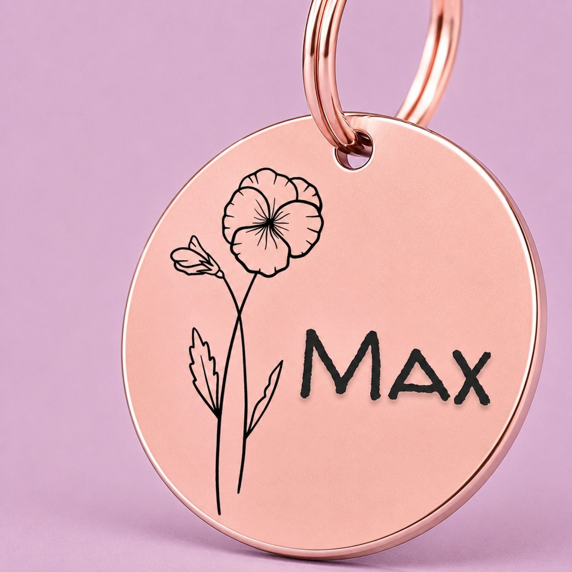 Birth Flower Dog Tag - Violet Birth Flower Dog Tag, February