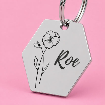 Birth Flower Dog Tag - Violet Birth Flower Dog Tag, February