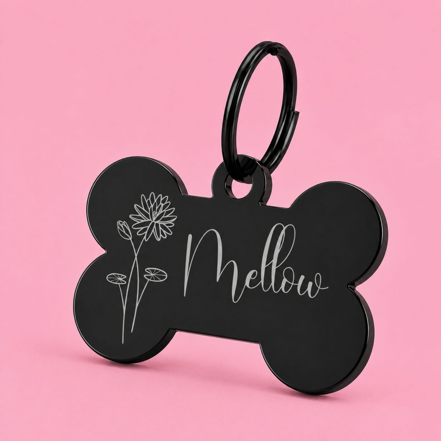 Birth Flower Dog Tag - Water Lily Birth Flower Dog Tag, July