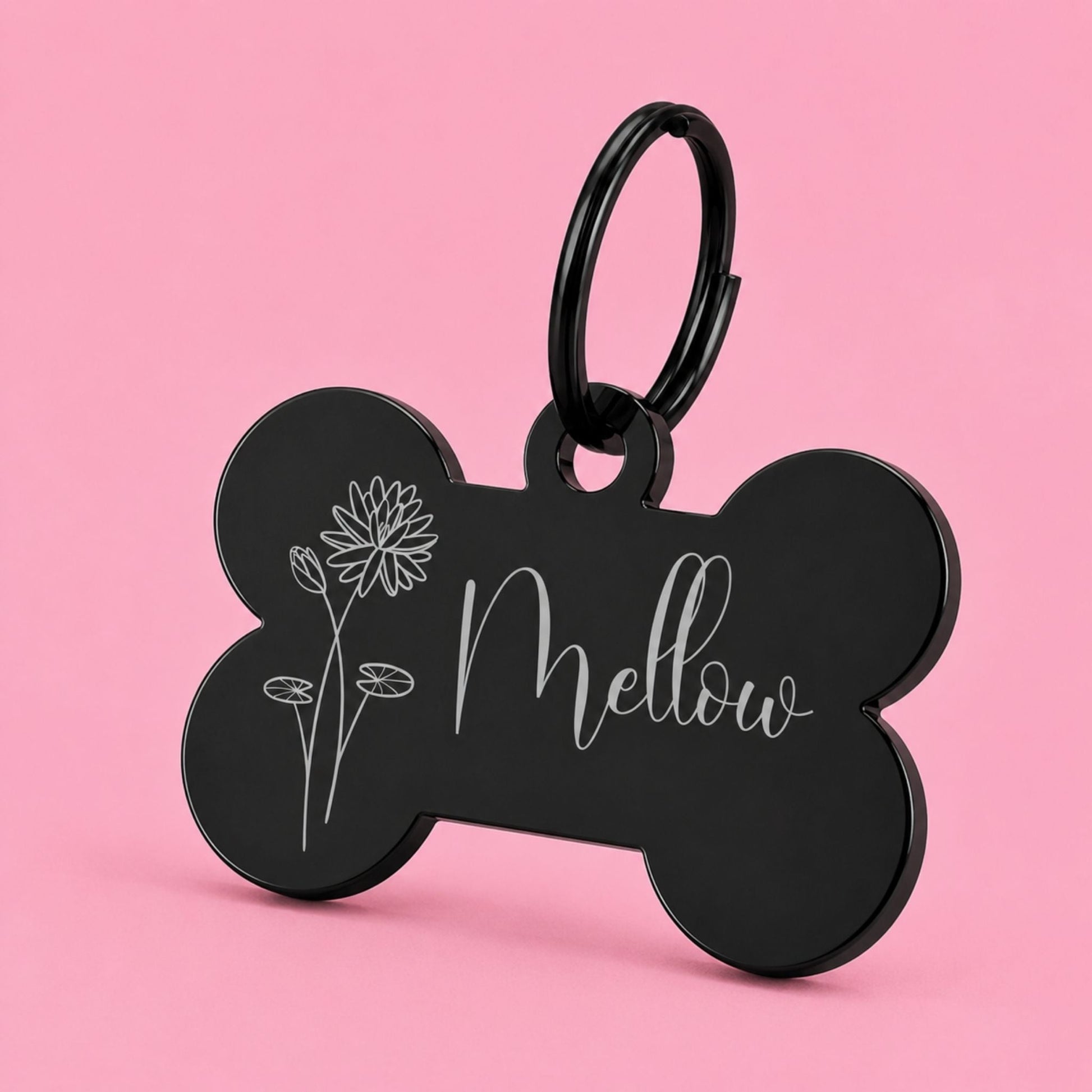 Birth Flower Dog Tag - Water Lily Birth Flower Dog Tag, July