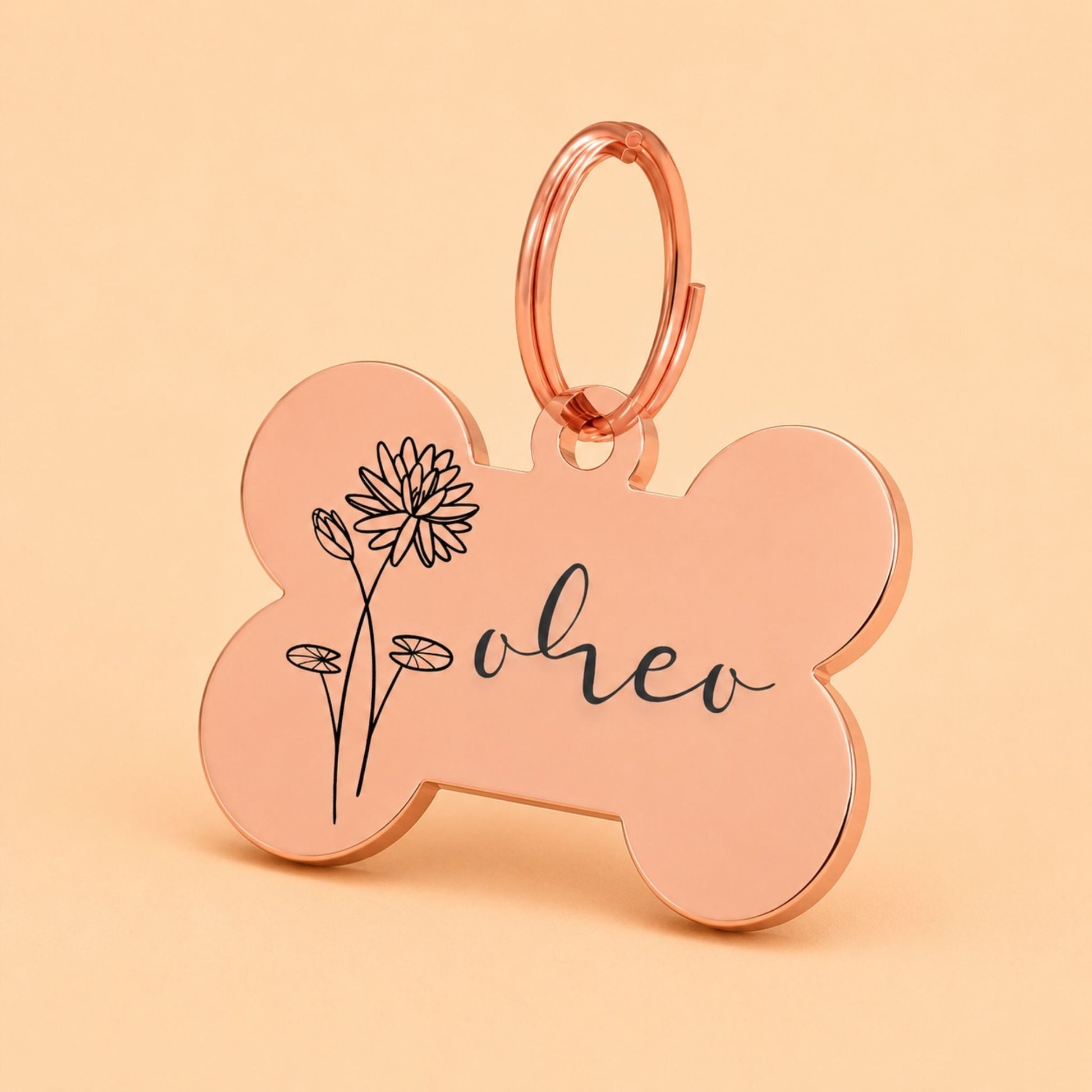 Birth Flower Dog Tag - Water Lily Birth Flower Dog Tag, July
