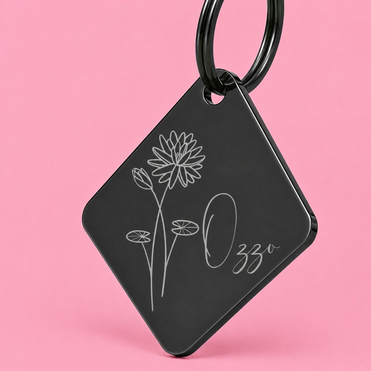 Birth Flower Dog Tag - Water Lily Birth Flower Dog Tag, July